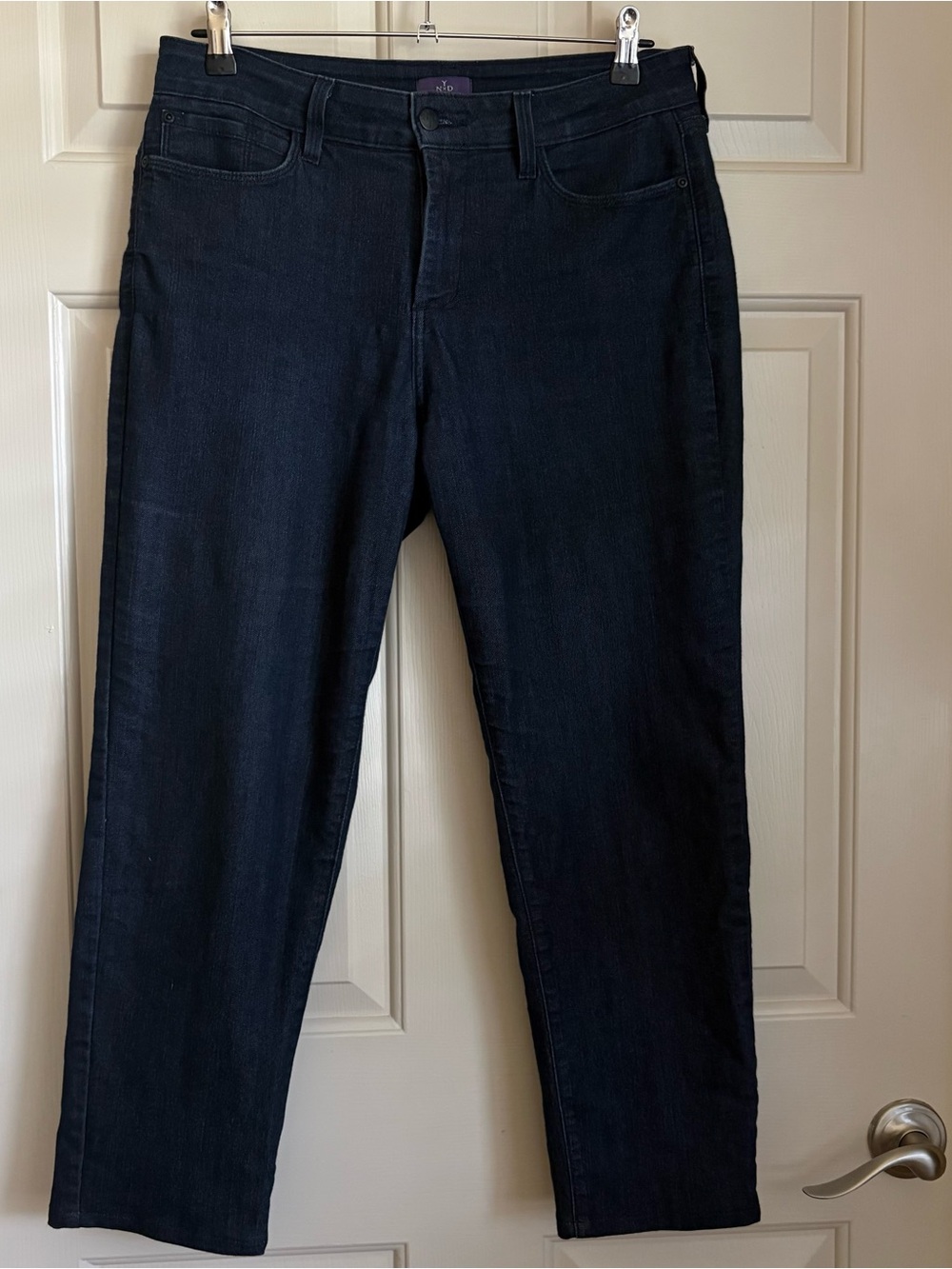 NYDJ Lift Tuck Dark Wash Straight Ankle Stretch Jeans Quiet Luxury Minimalist